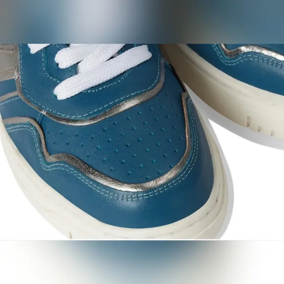 Free People Leather Retro Thirty Love Sneakers in Blue Combo