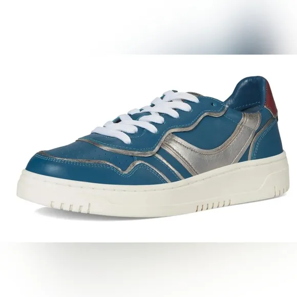 Free People Leather Retro Thirty Love Sneakers in Blue Combo