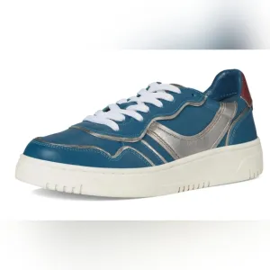 Free People Leather Retro Thirty Love Sneakers in Blue Combo