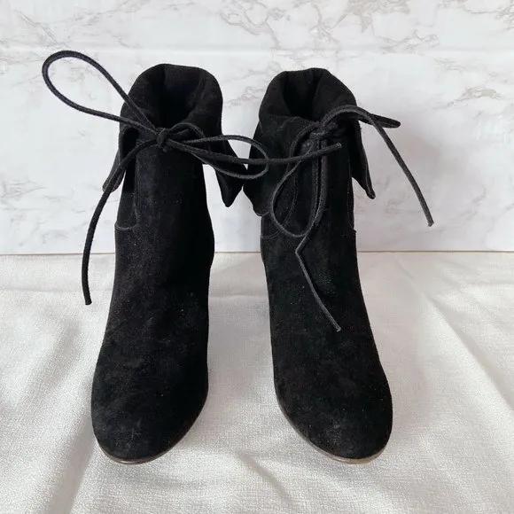 Free People Mila Women's Ankle Boots Heels Black Suede Fold Over EU 36 US 6