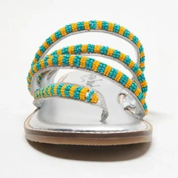 FREE PEOPLE NIB Beatrice Beaded Flat Sandals / Platino Combo - 7.5 ($100)