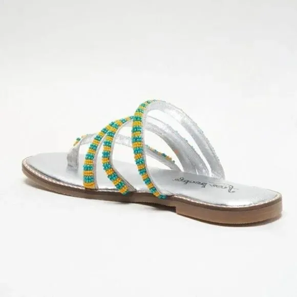 FREE PEOPLE NIB Beatrice Beaded Flat Sandals / Platino Combo - 7.5 ($100)