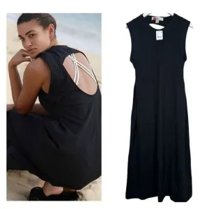 Free People NWT Simone Midi Dress in the color black size M