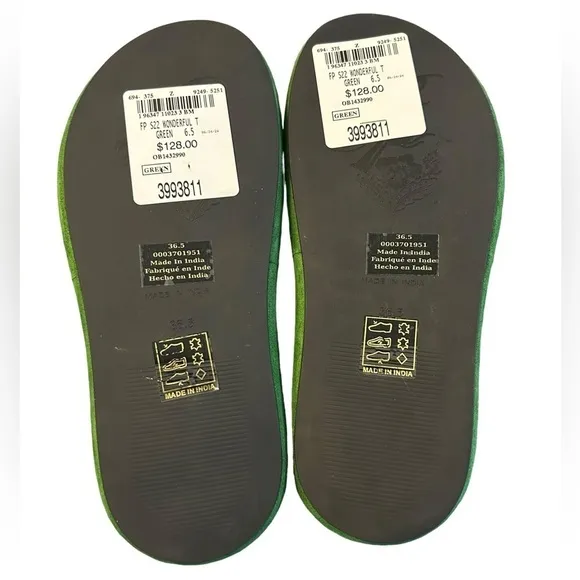 Free People NWT wonderland  flat form sandals in green goddess Sz 39.5 &amp; Sz 36.5