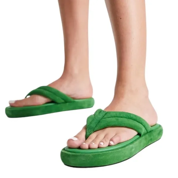 Free People NWT wonderland  flat form sandals in green goddess Sz 39.5 &amp; Sz 36.5