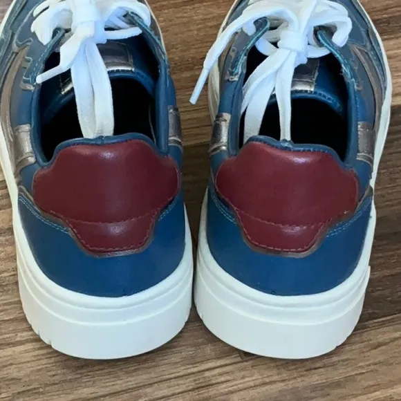 FREE PEOPLE Retro Thirty Love Sneakers 7 Blue Combo $138 Retail NEW
