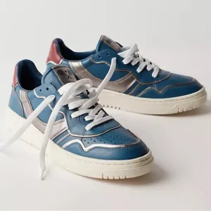 FREE PEOPLE Retro Thirty Love Sneakers 7 Blue Combo $138 Retail NEW