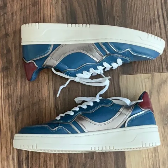 FREE PEOPLE Retro Thirty Love Sneakers 7 Blue Combo $138 Retail NEW
