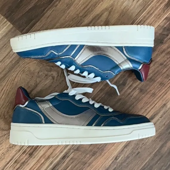 FREE PEOPLE Retro Thirty Love Sneakers 7 Blue Combo $138 Retail NEW