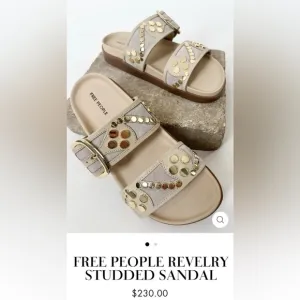 FREE PEOPLE REVELRY STUDDED SANDAL; 7.5, Like New!