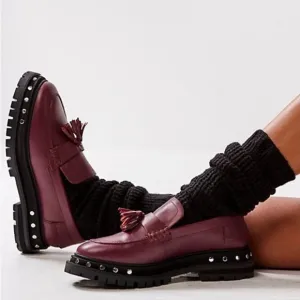 Free‎ People Teagan Tassel Loafers Platform Studded Mulberry 8.5