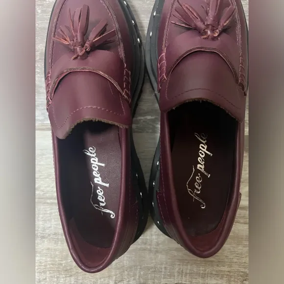 Free‎ People Teagan Tassel Loafers Platform Studded Mulberry 8.5