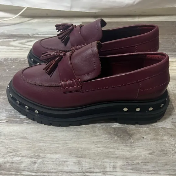 Free‎ People Teagan Tassel Loafers Platform Studded Mulberry 8.5