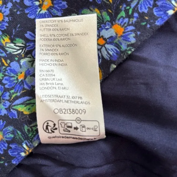 Free People The Avenue Floral Mini Dress in Navy Combo Size S. NWT