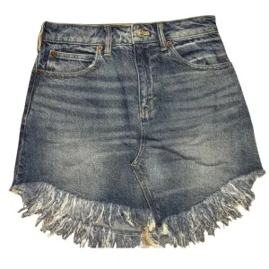 Free People We The Free Bailey Blue Denim Mini Skirt Sz 25 Frayed Hem