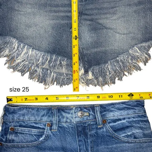 Free People We The Free Bailey Blue Denim Mini Skirt Sz 25 Frayed Hem