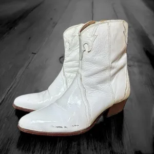 Free people western boho white patent leather cowboy boots new frontier sz 10