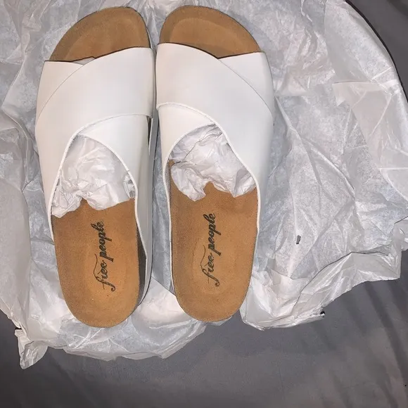 Free People White Cross Strap Sandals