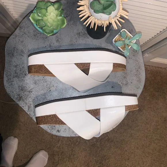 Free People White Cross Strap Sandals