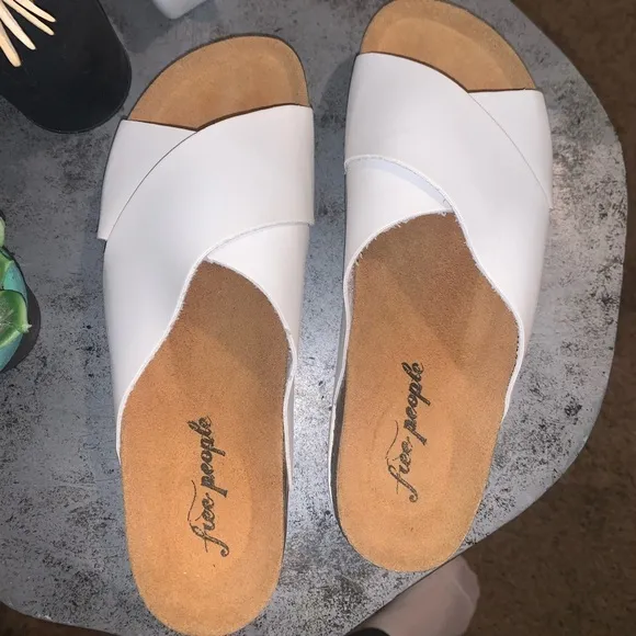 Free People White Cross Strap Sandals