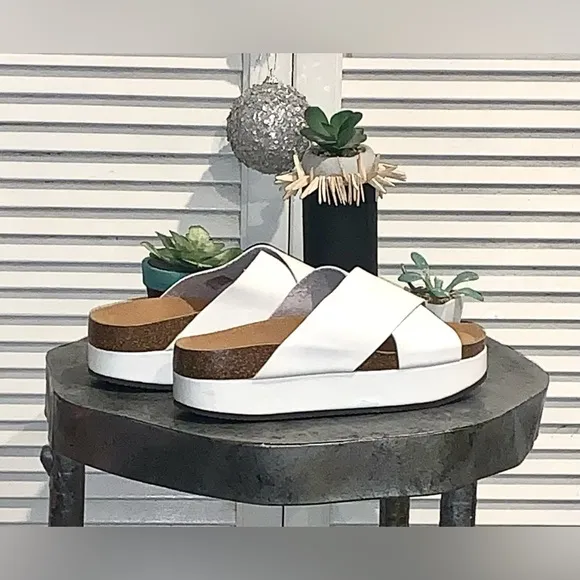 Free People White Cross Strap Sandals