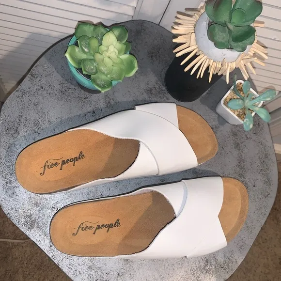 Free People White Cross Strap Sandals