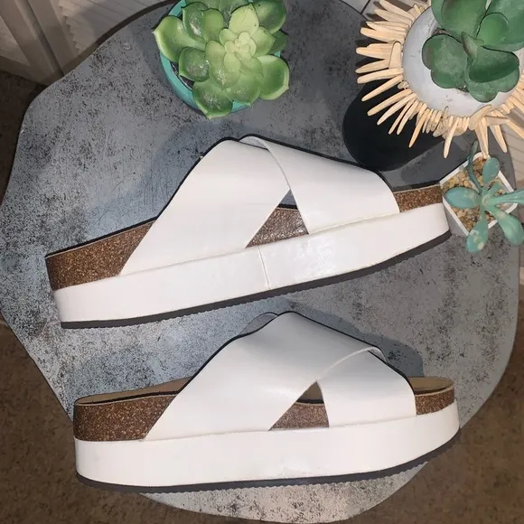 Free People White Cross Strap Sandals
