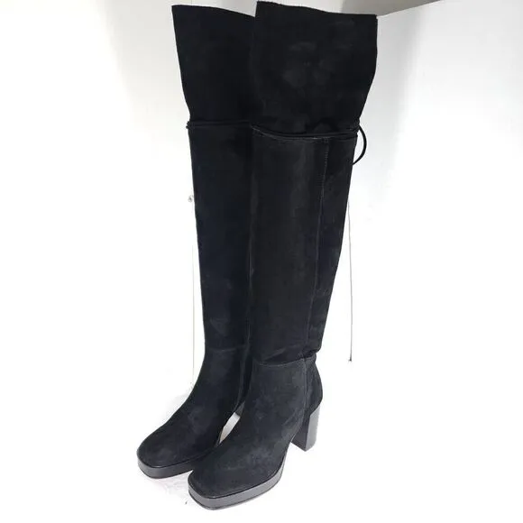 Free People Women's Echo US6-6,5 EU37 Black Suede Platform Over The Knee Boots