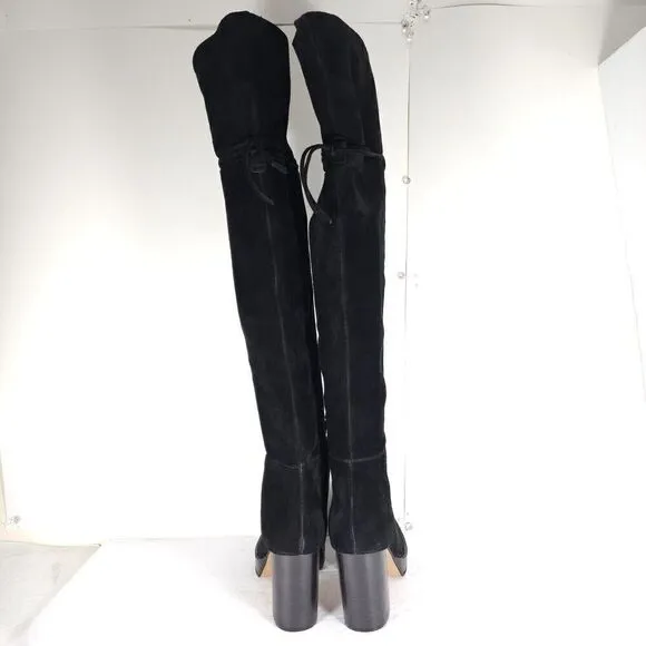 Free People Women's Echo US6-6,5 EU37 Black Suede Platform Over The Knee Boots