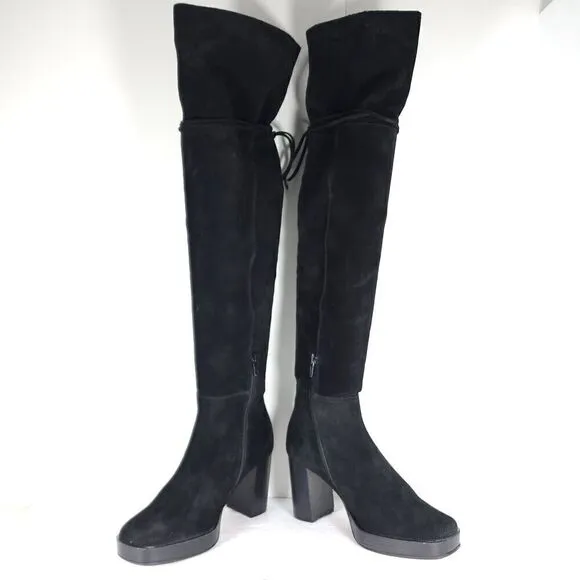 Free People Women's Echo US6-6,5 EU37 Black Suede Platform Over The Knee Boots