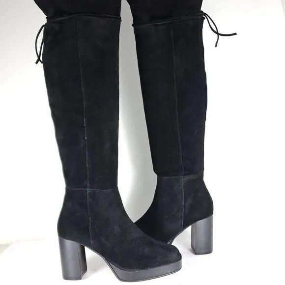 Free People Women's Echo US6-6,5 EU37 Black Suede Platform Over The Knee Boots