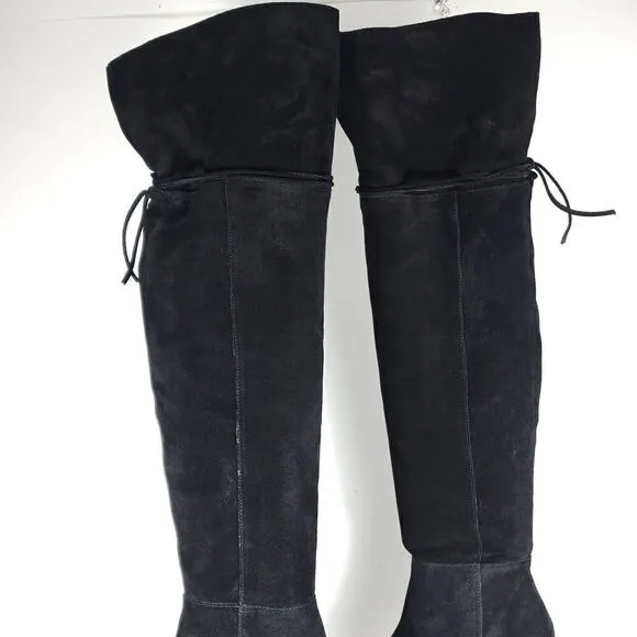 Free People Women's Echo US6-6,5 EU37 Black Suede Platform Over The Knee Boots