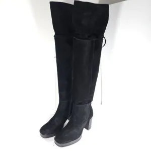 Free People Women's Echo US6-6,5 EU37 Black Suede Platform Over The Knee Boots