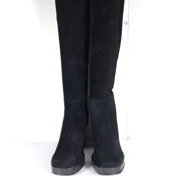 Free People Women's Echo US6-6,5 EU37 Black Suede Platform Over The Knee Boots