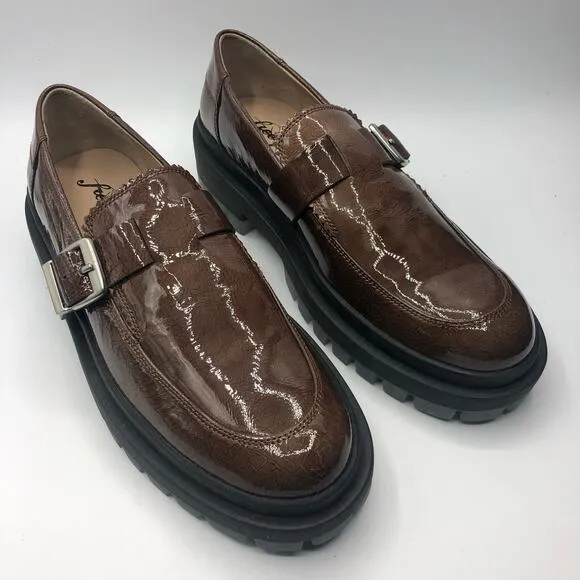 Free People Womens Mackenzie Brown Patent Leather Loafers Sz EU 39.5 US 9.5