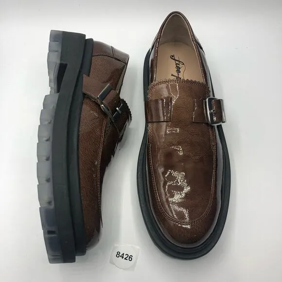 Free People Womens Mackenzie Brown Patent Leather Loafers Sz EU 39.5 US 9.5
