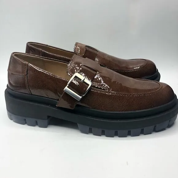 Free People Womens Mackenzie Brown Patent Leather Loafers Sz EU 39.5 US 9.5
