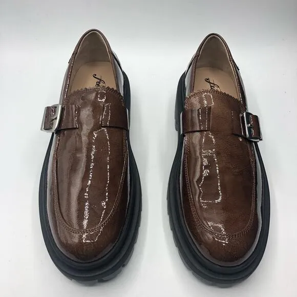 Free People Womens Mackenzie Brown Patent Leather Loafers Sz EU 39.5 US 9.5