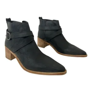 Free People Womens Size 40 US 10 Black Leather Back Loop Western Ankle Boots New