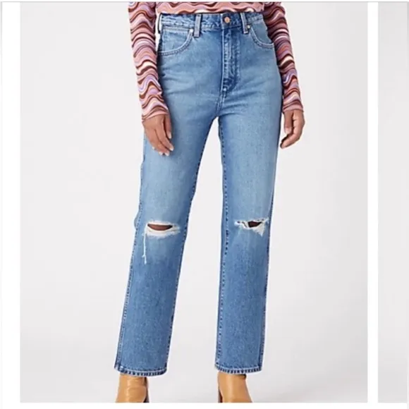 FREE PEOPLE X WRANGLER Wild West High Rise Straight Jeans. NWT