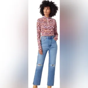 FREE PEOPLE X WRANGLER Wild West High Rise Straight Jeans. NWT