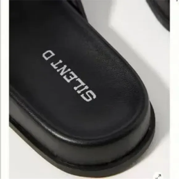 Free People x Silent D Herron Sandals Black Leather Puffy Slides NWOB EU 38 US 8