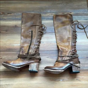 Freebird Brown Lace Up Boots with Vintage Style
