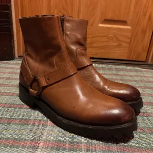 Freebird By Steven Mens Brown Leather Zipper Biker Boot Size 13 Ozzie