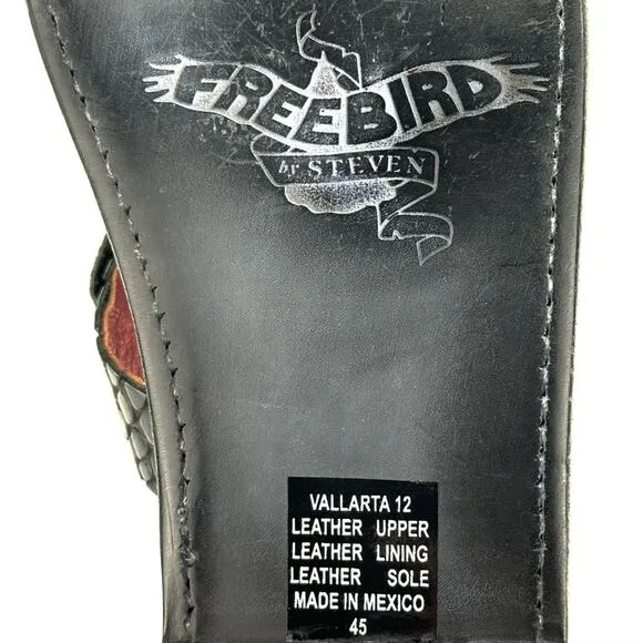 FREEBIRD BY STEVEN VALLARTA BLACK LEATHER MOON &amp; STAR CUTOUT FLAT THONG SANDAL🆕