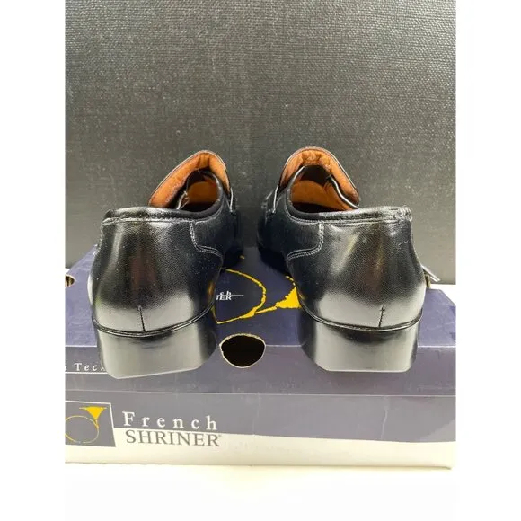 French Shriner Men's Black Leather Shoes/ Loafers Size 12M SKU 4082