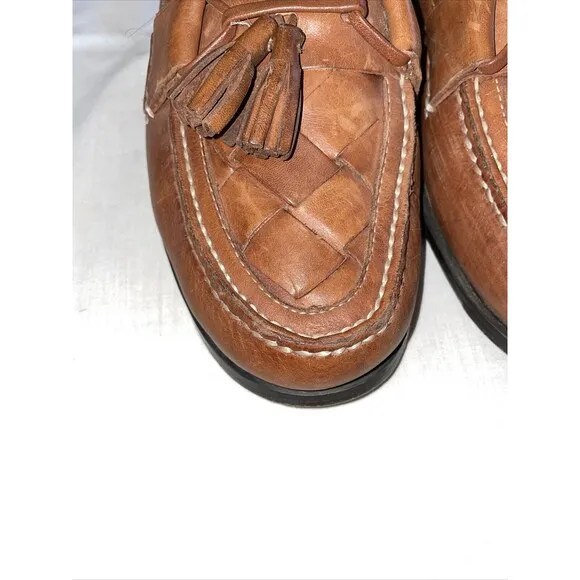 French Shriners Casual Loafers Mens Size 11 Medium Brown Leather Tassels Comfort