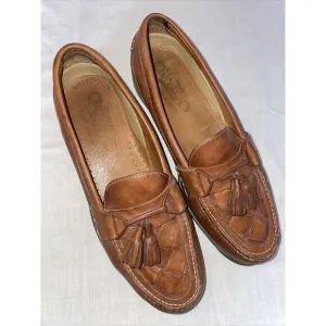 French Shriners Casual Loafers Mens Size 11 Medium Brown Leather Tassels Comfort