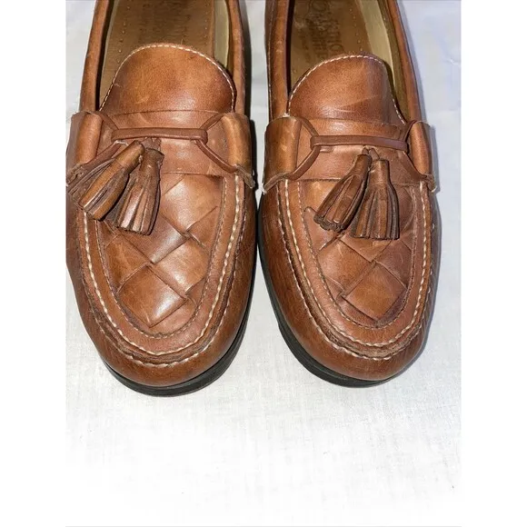 French Shriners Casual Loafers Mens Size 11 Medium Brown Leather Tassels Comfort