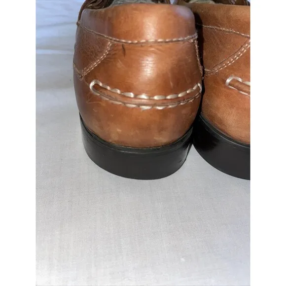 French Shriners Casual Loafers Mens Size 11 Medium Brown Leather Tassels Comfort
